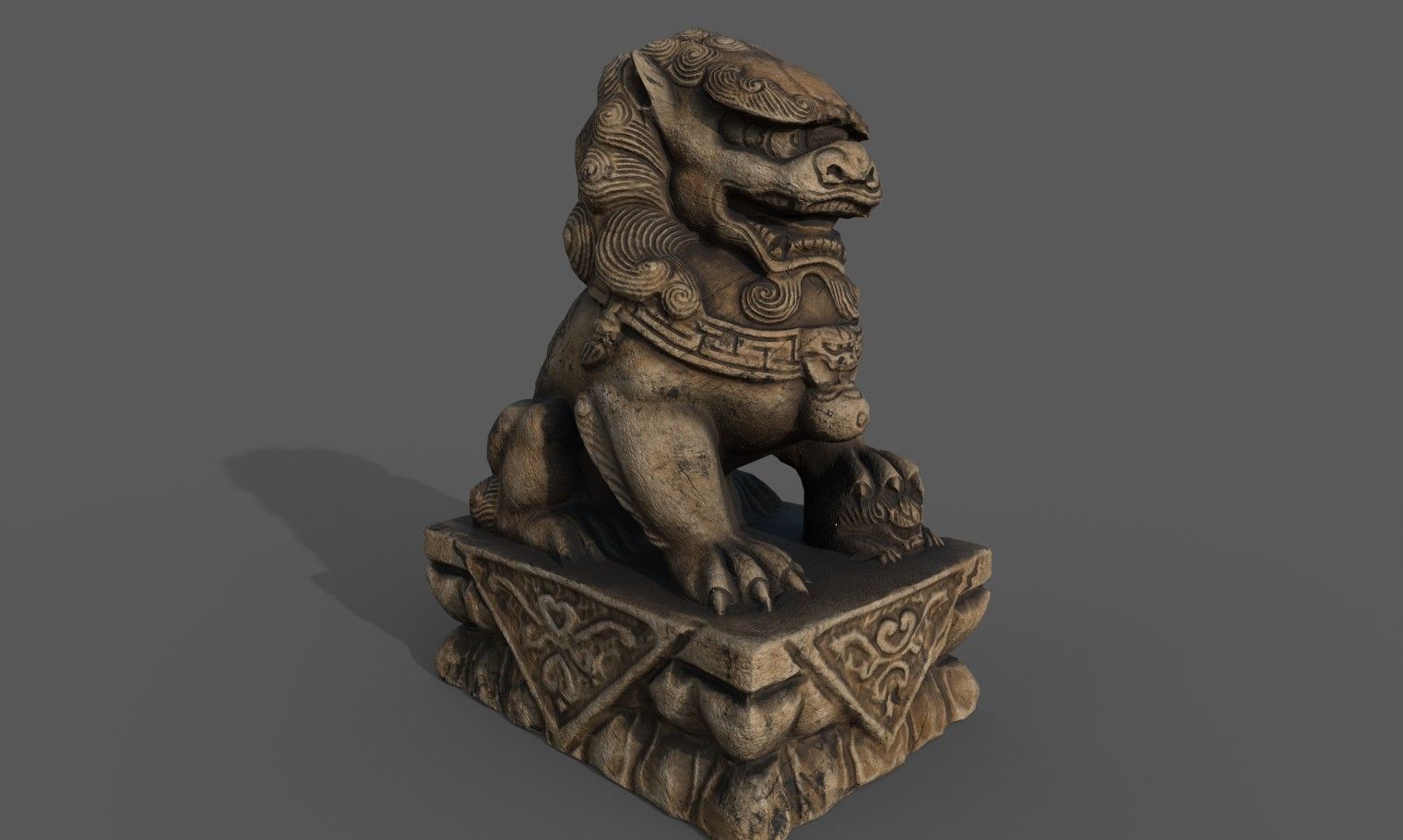 Chinese guardian lion Low-poly 3D model_3