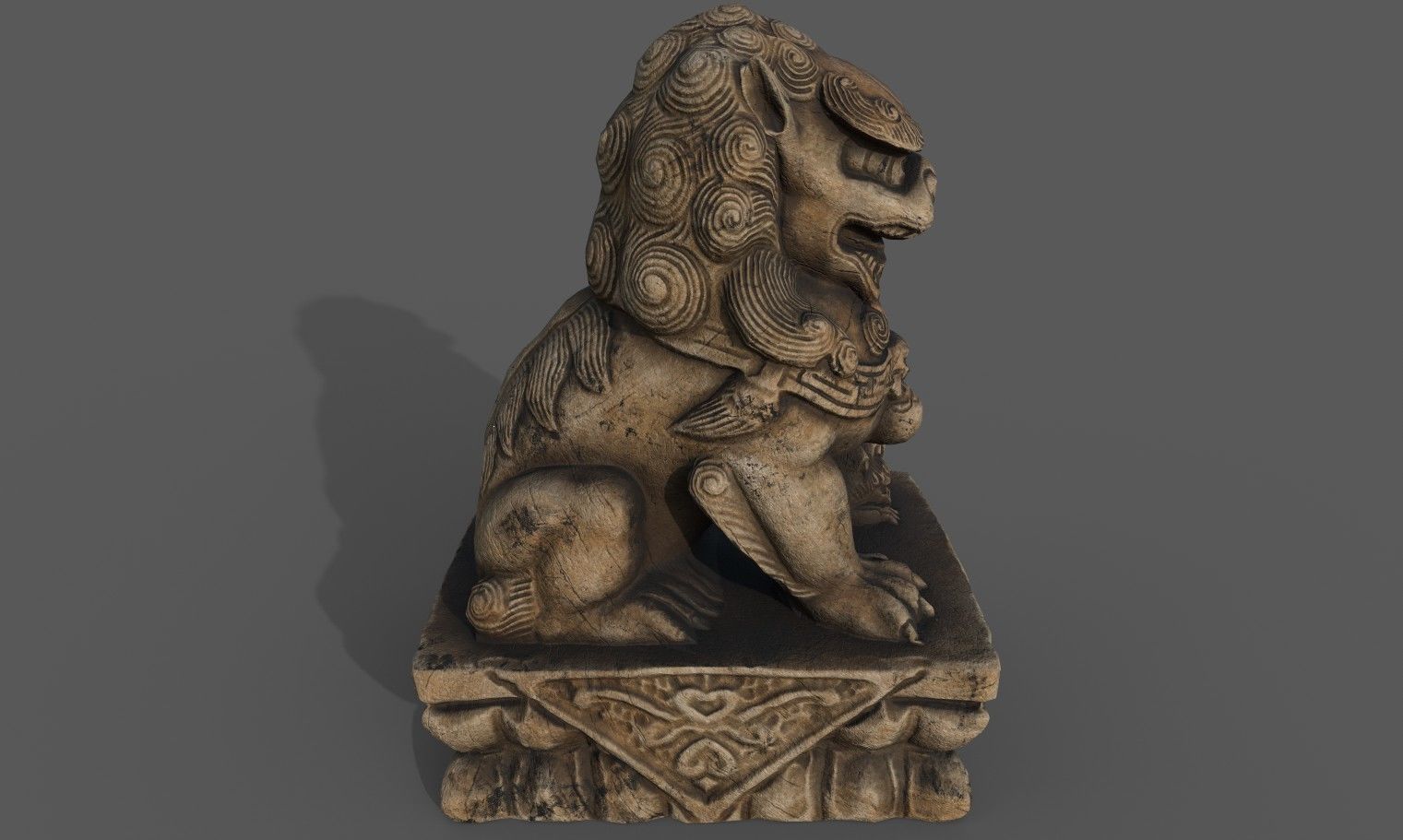 Chinese guardian lion Low-poly 3D model_4