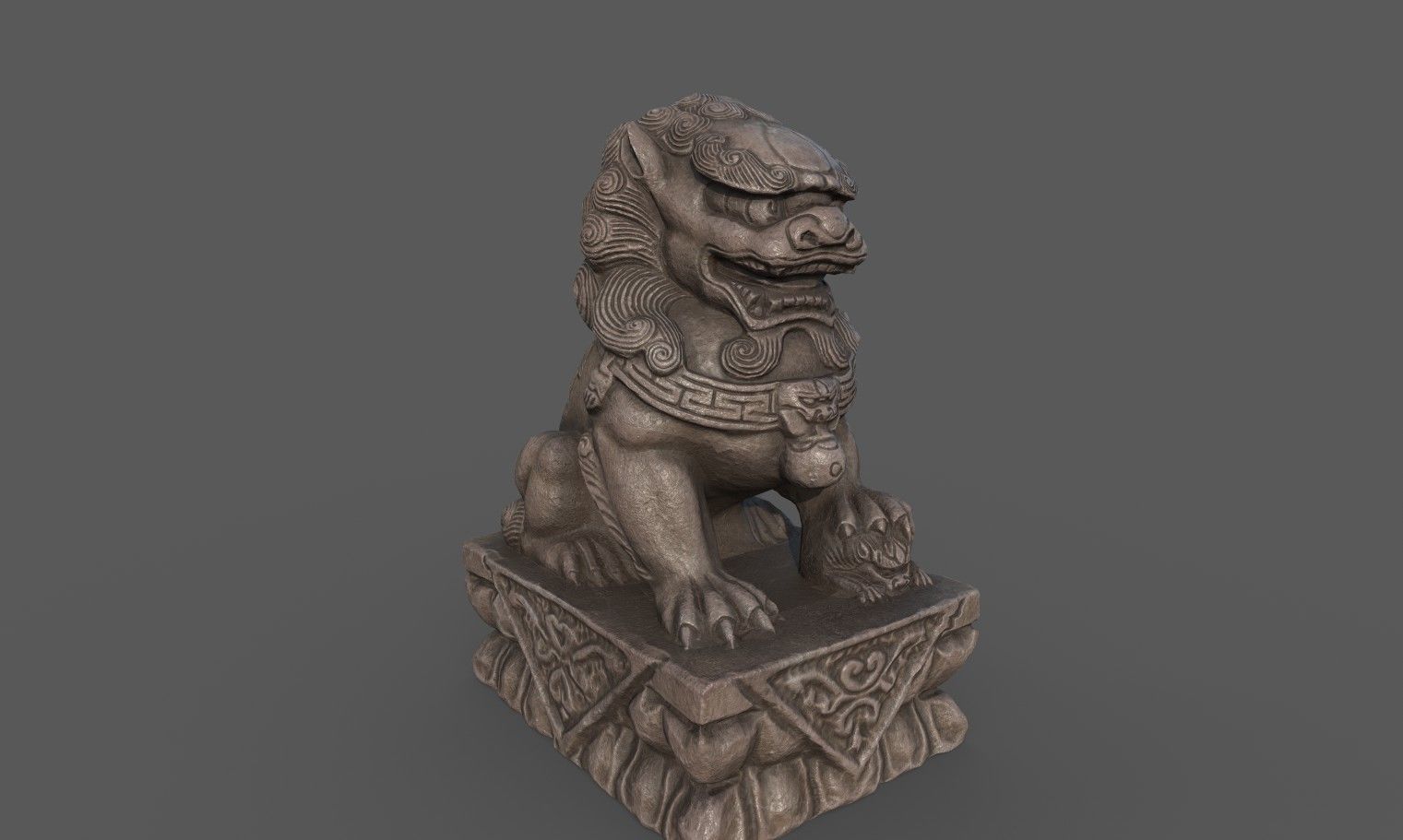 Chinese guardian lion Low-poly 3D model_11