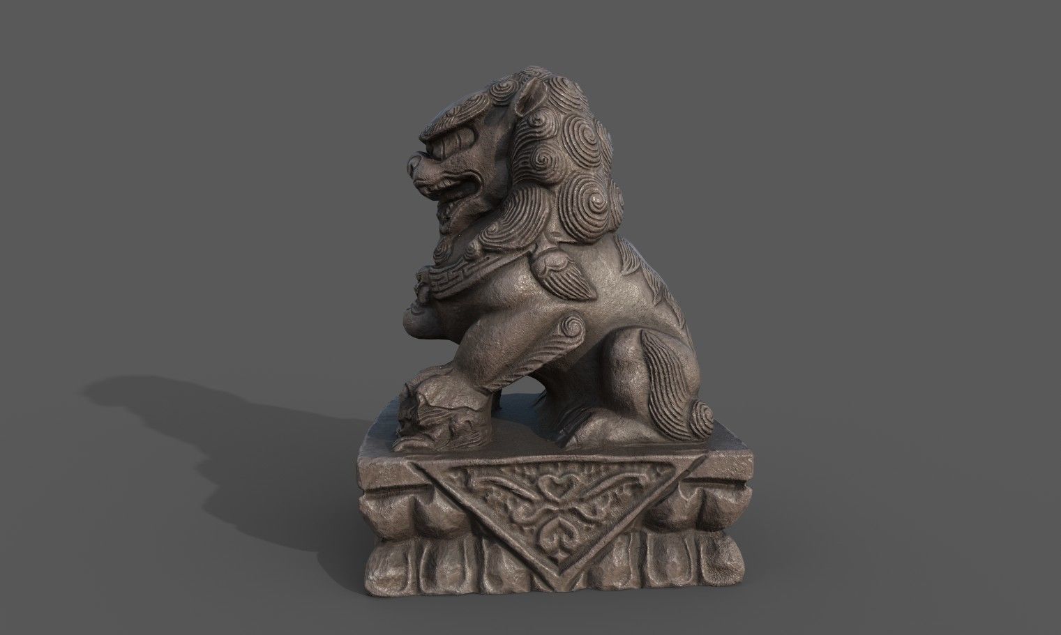 Chinese guardian lion Low-poly 3D model_13