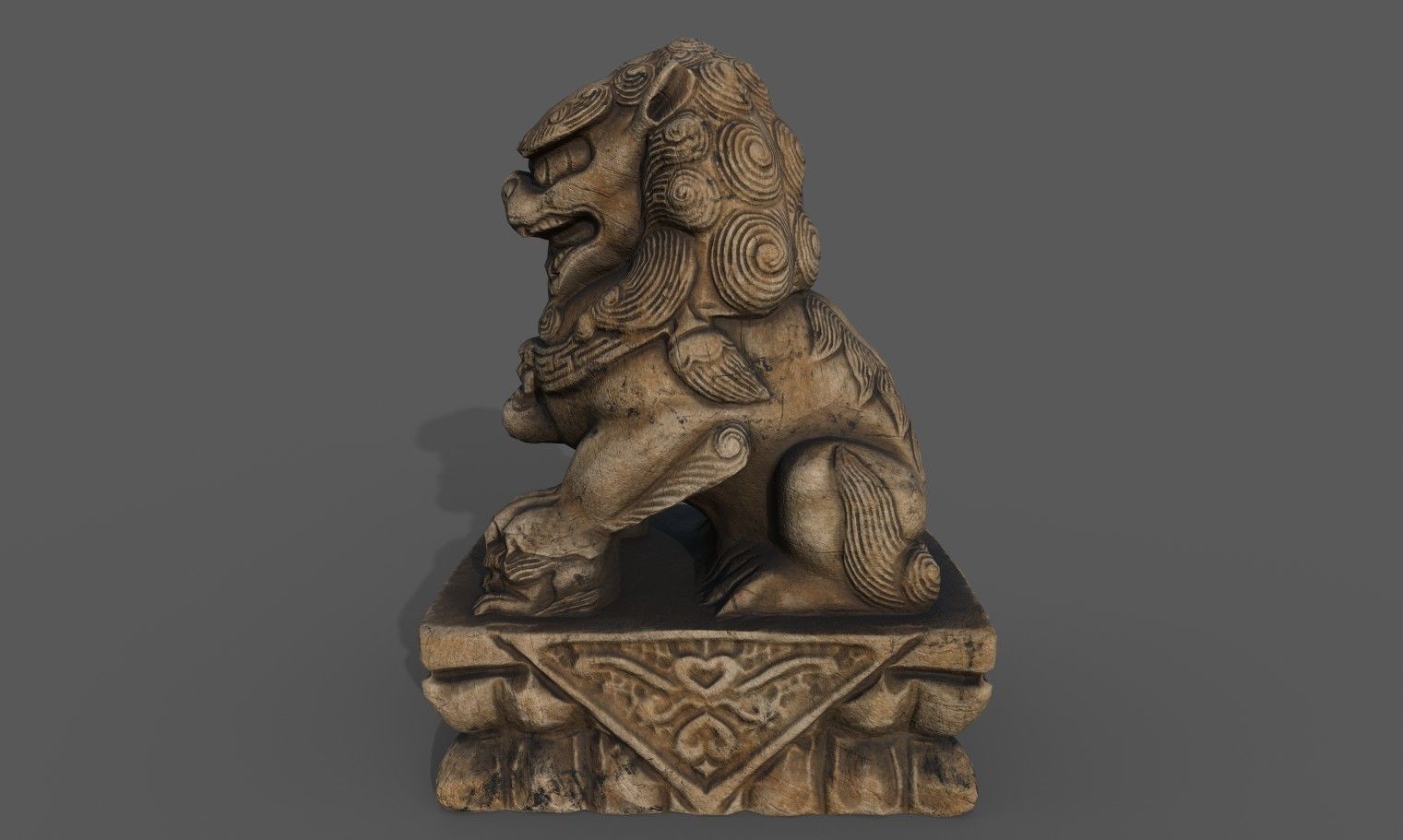 Chinese guardian lion Low-poly 3D model_5