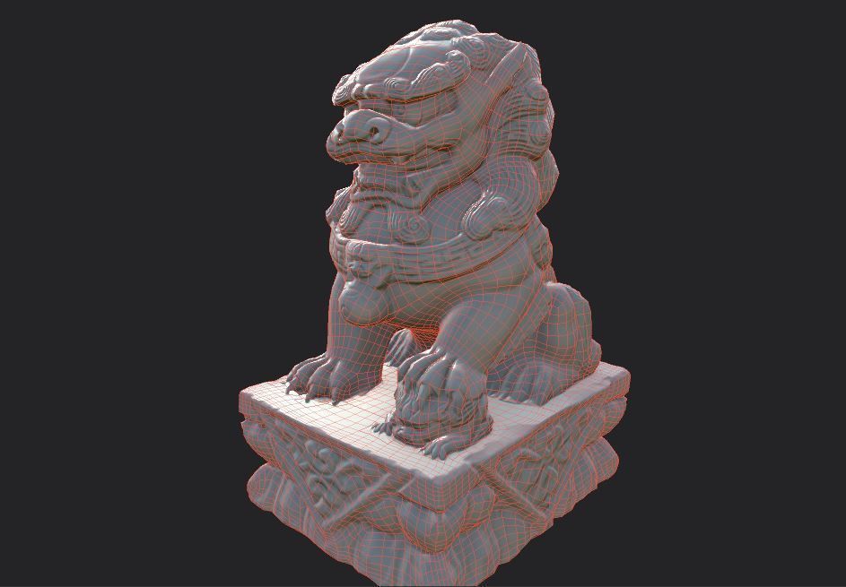 Chinese guardian lion Low-poly 3D model_34