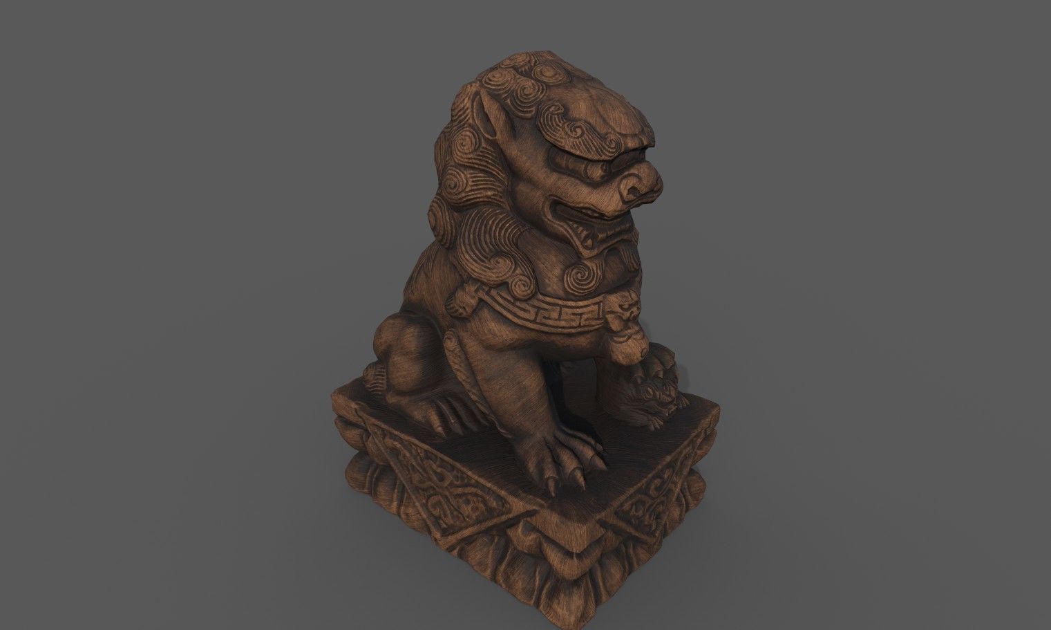 Chinese guardian lion Low-poly 3D model_32