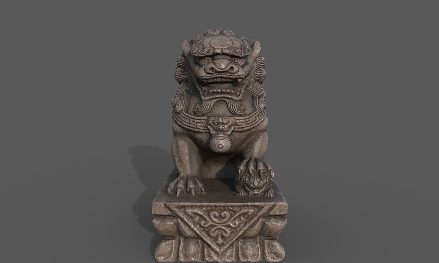 Chinese guardian lion Low-poly 3D model_9