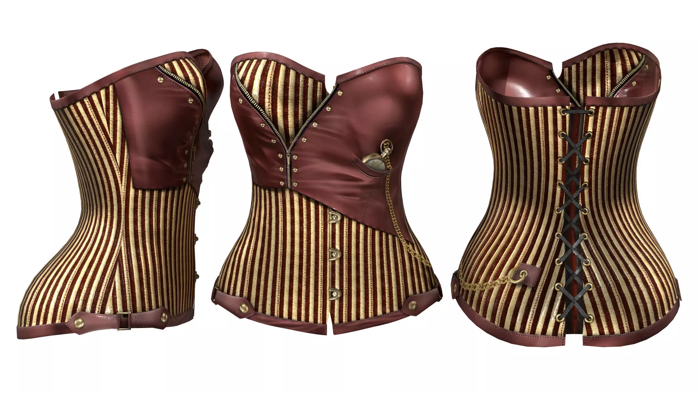 Steampunk Corset With Pocket Watch Low-poly 3D model