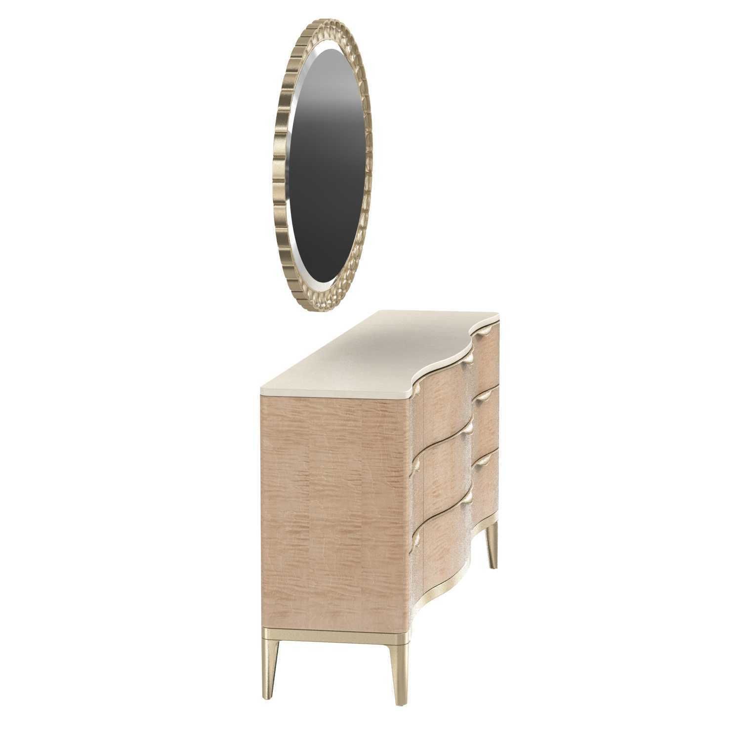 Michael Amini AICO MALIBU CREST Storage Console  Oval  Mirror 3D model_2