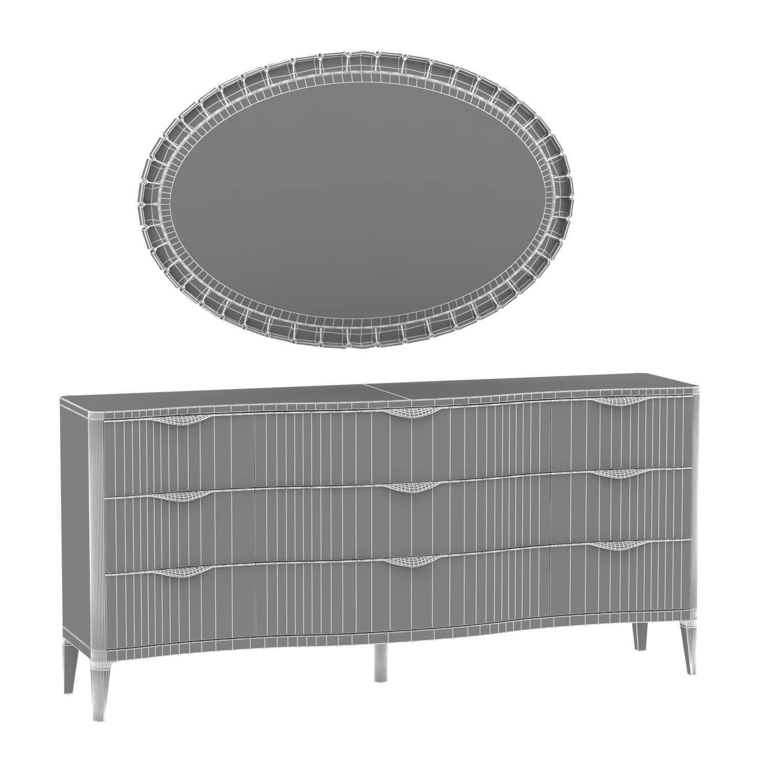 Michael Amini AICO MALIBU CREST Storage Console  Oval  Mirror 3D model_6