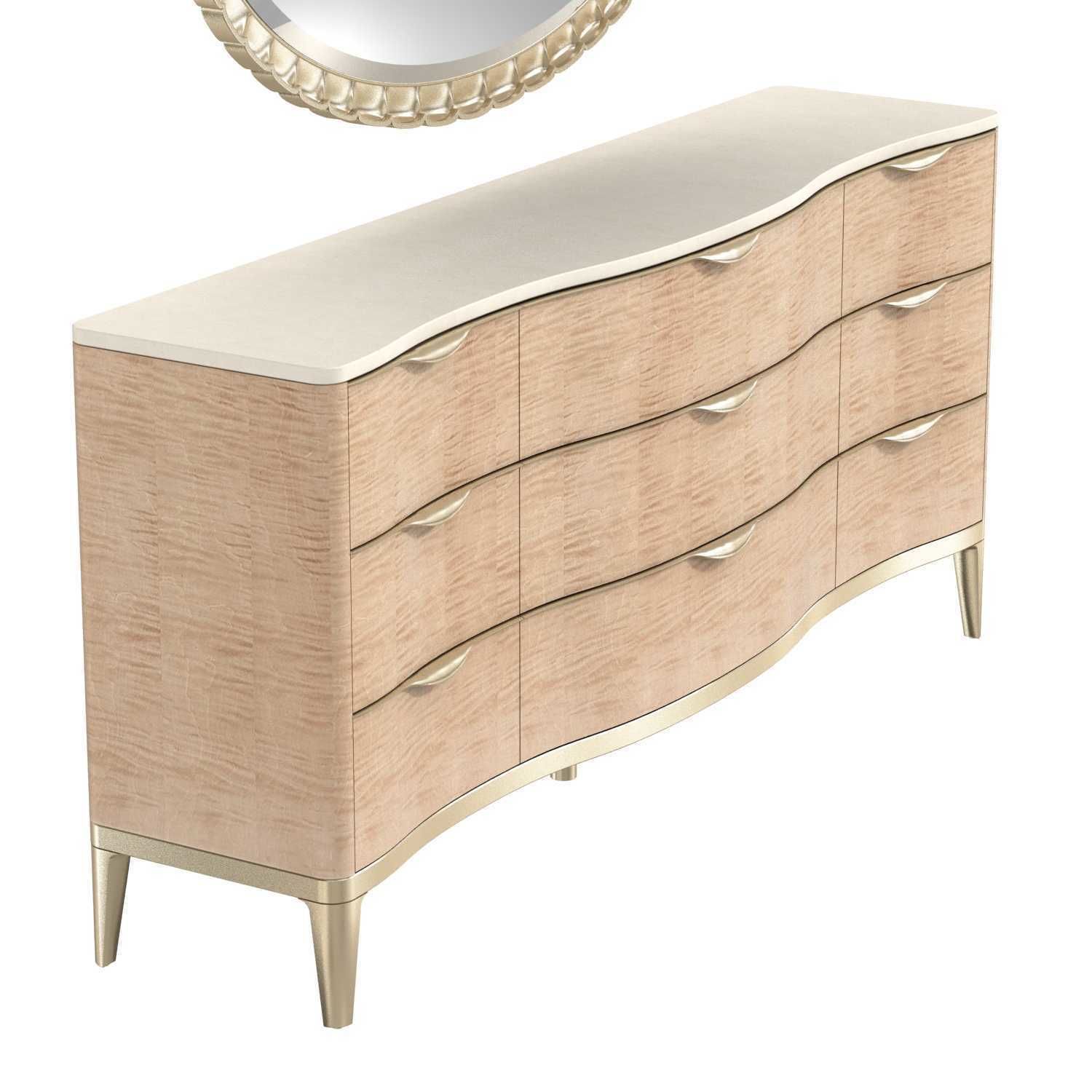 Michael Amini AICO MALIBU CREST Storage Console  Oval  Mirror 3D model_5