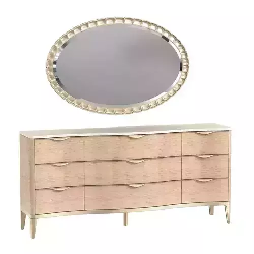 Michael Amini AICO MALIBU CREST Storage Console  Oval  Mirror 3D model