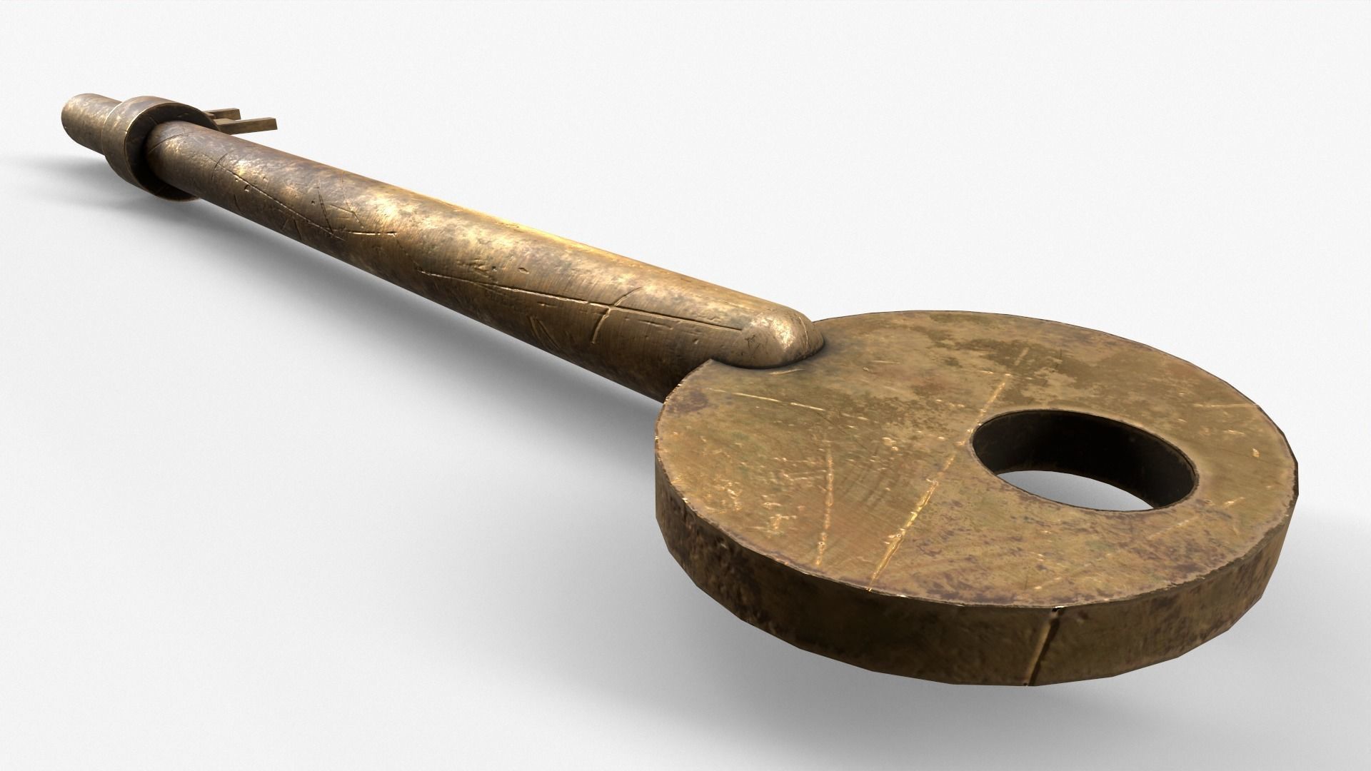 Medieval Copper Key V2 Low-poly 3D model_13