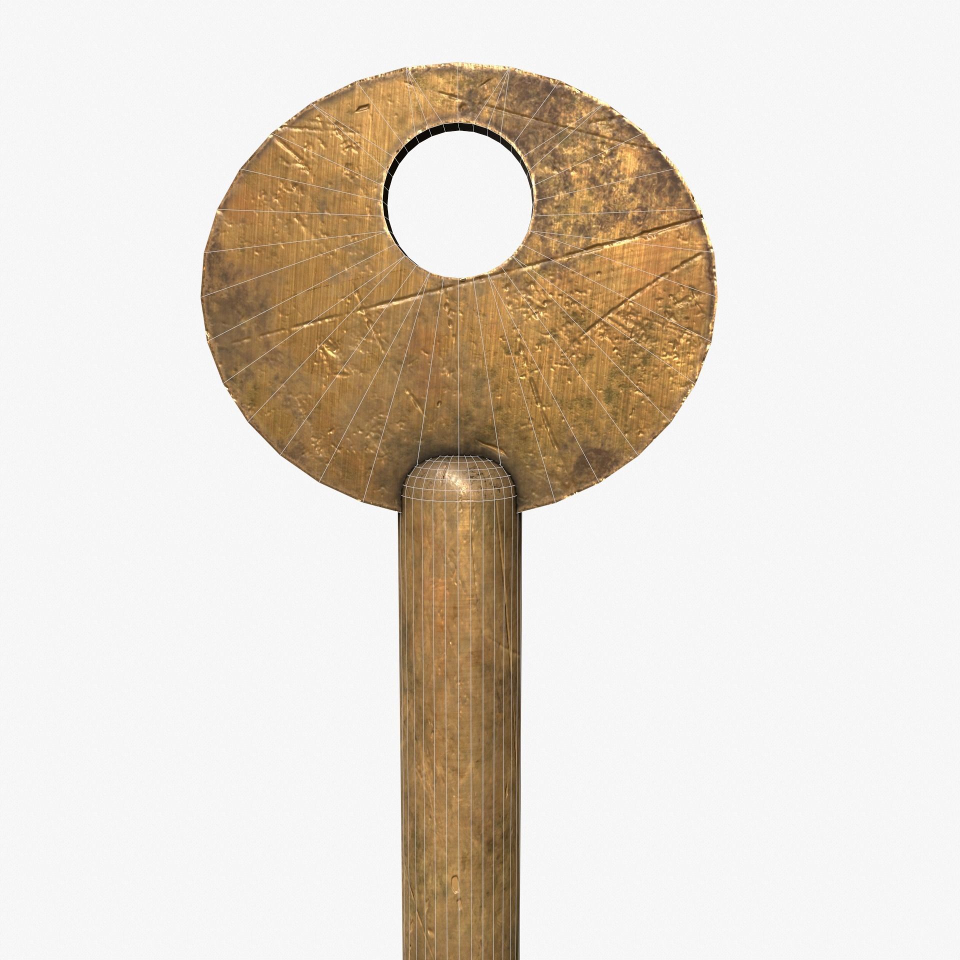 Medieval Copper Key V2 Low-poly 3D model_5