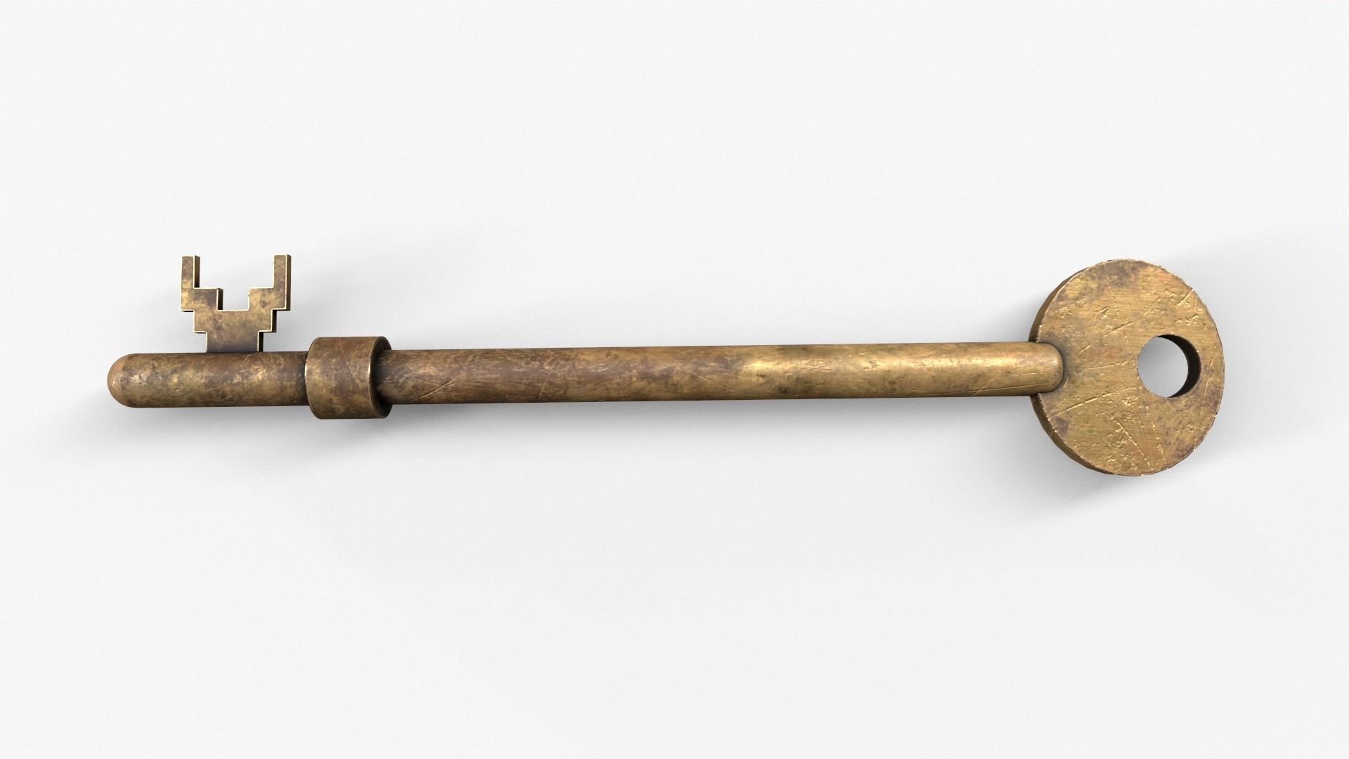 Medieval Copper Key V2 Low-poly 3D model_12