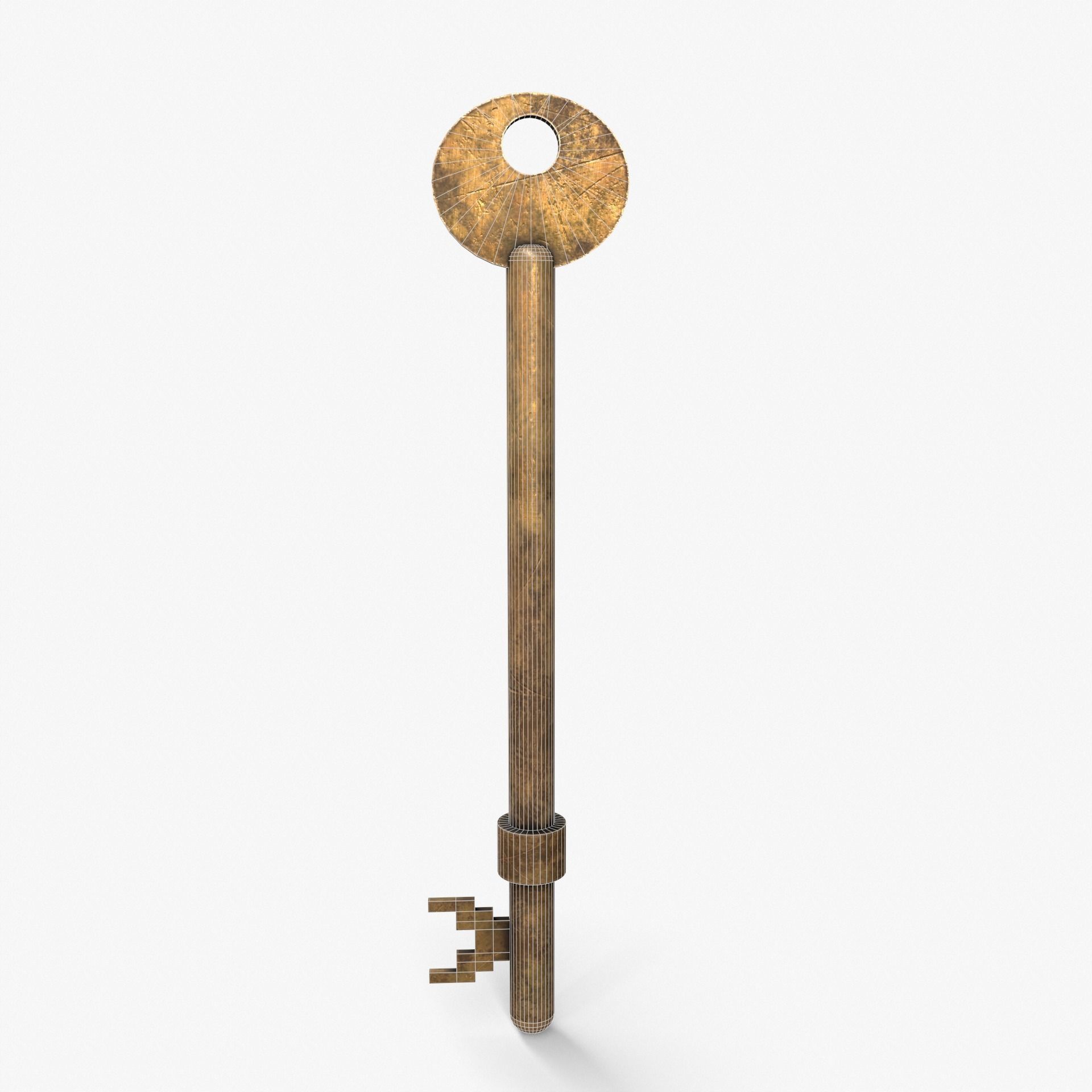 Medieval Copper Key V2 Low-poly 3D model_4