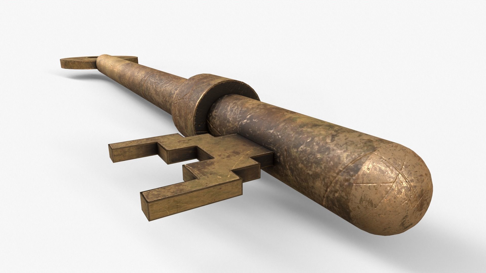 Medieval Copper Key V2 Low-poly 3D model_16