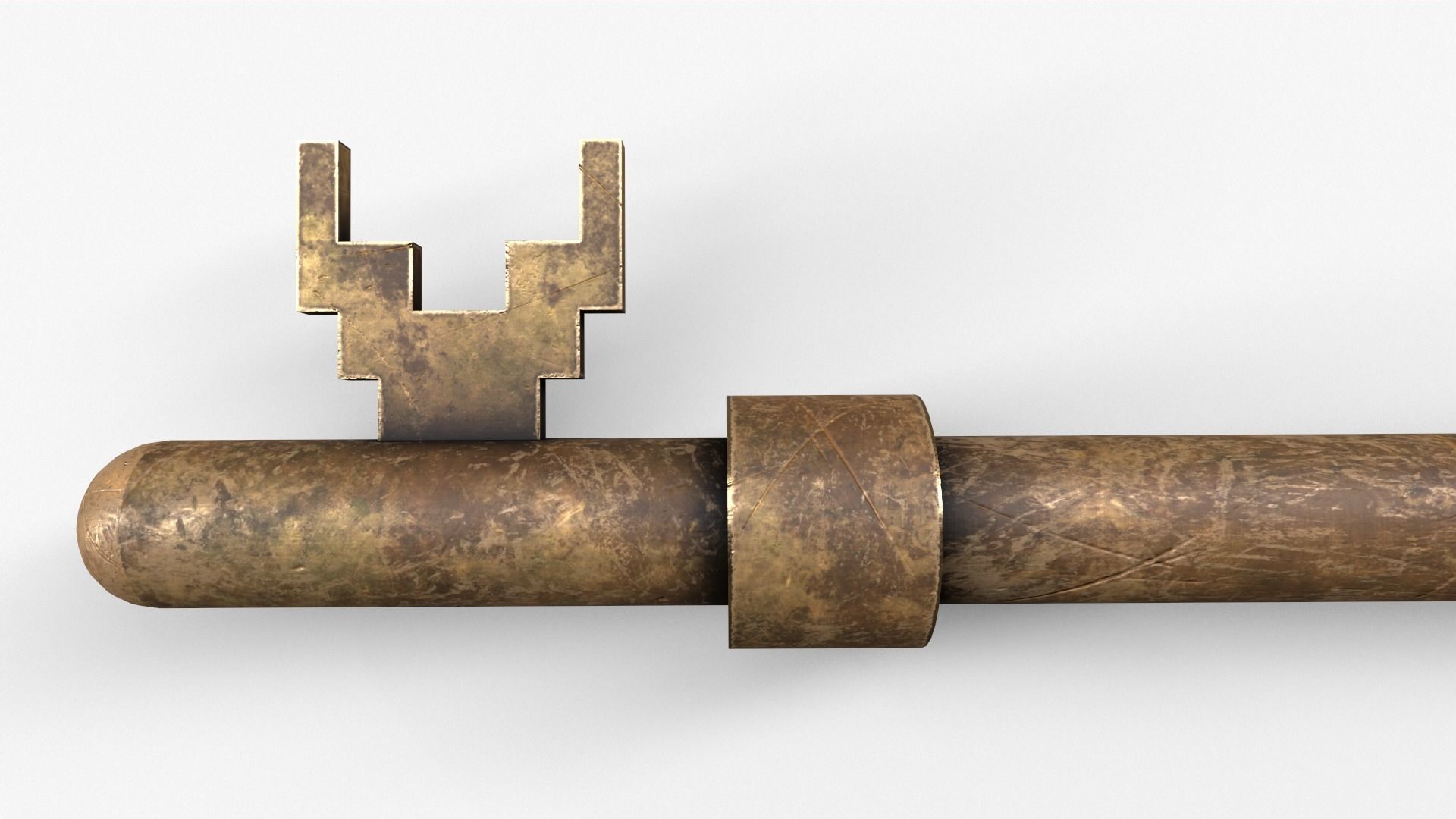 Medieval Copper Key V2 Low-poly 3D model_15