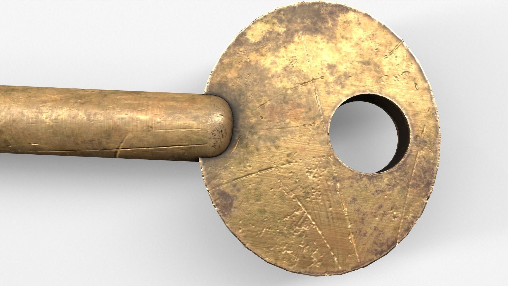 Medieval Copper Key V2 Low-poly 3D model_14