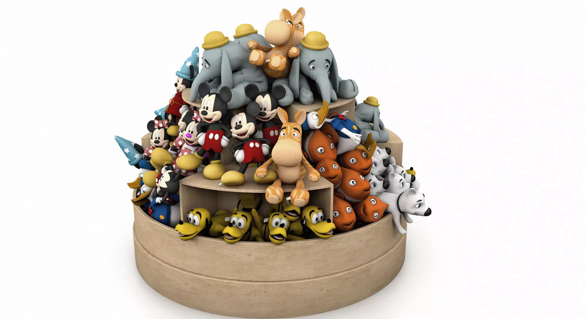 Circular Island Cabinet With Toys 3D model
