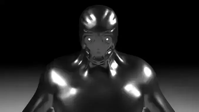 Silhouette man in metallic body