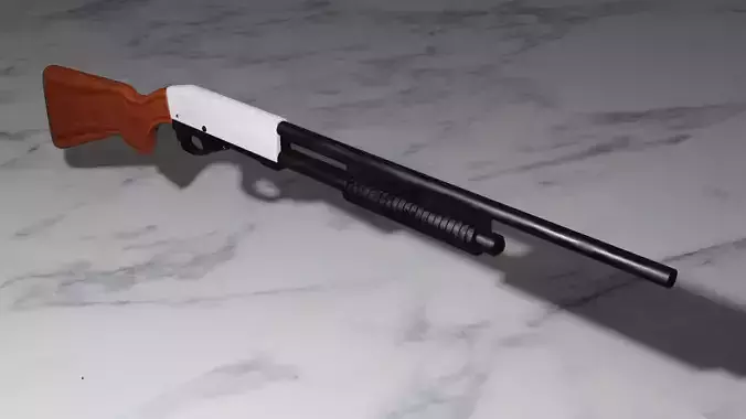 FPS Shotgun Low poly Game ready 3D model Free low-poly 3D model