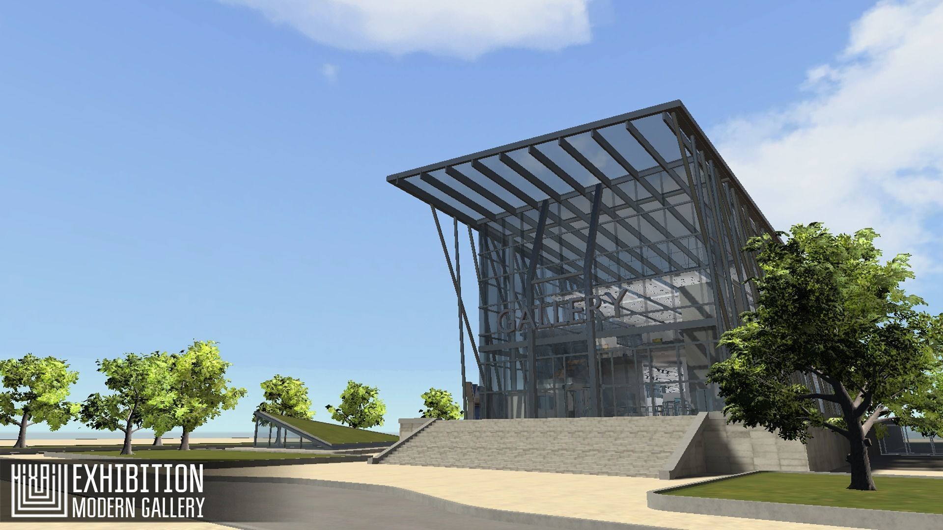 Exhibition - modern gallery Low-poly 3D model_11