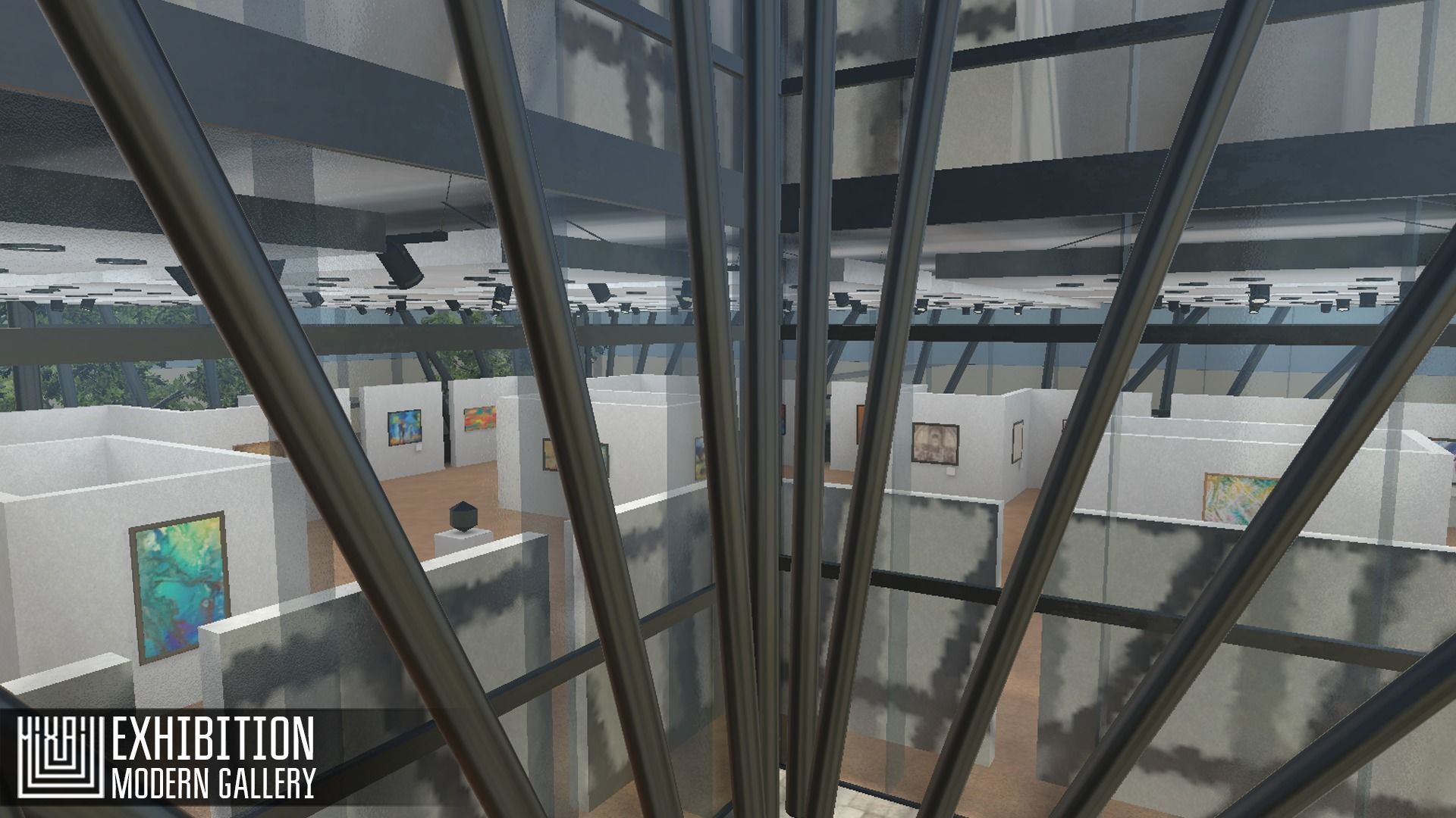 Exhibition - modern gallery Low-poly 3D model_10