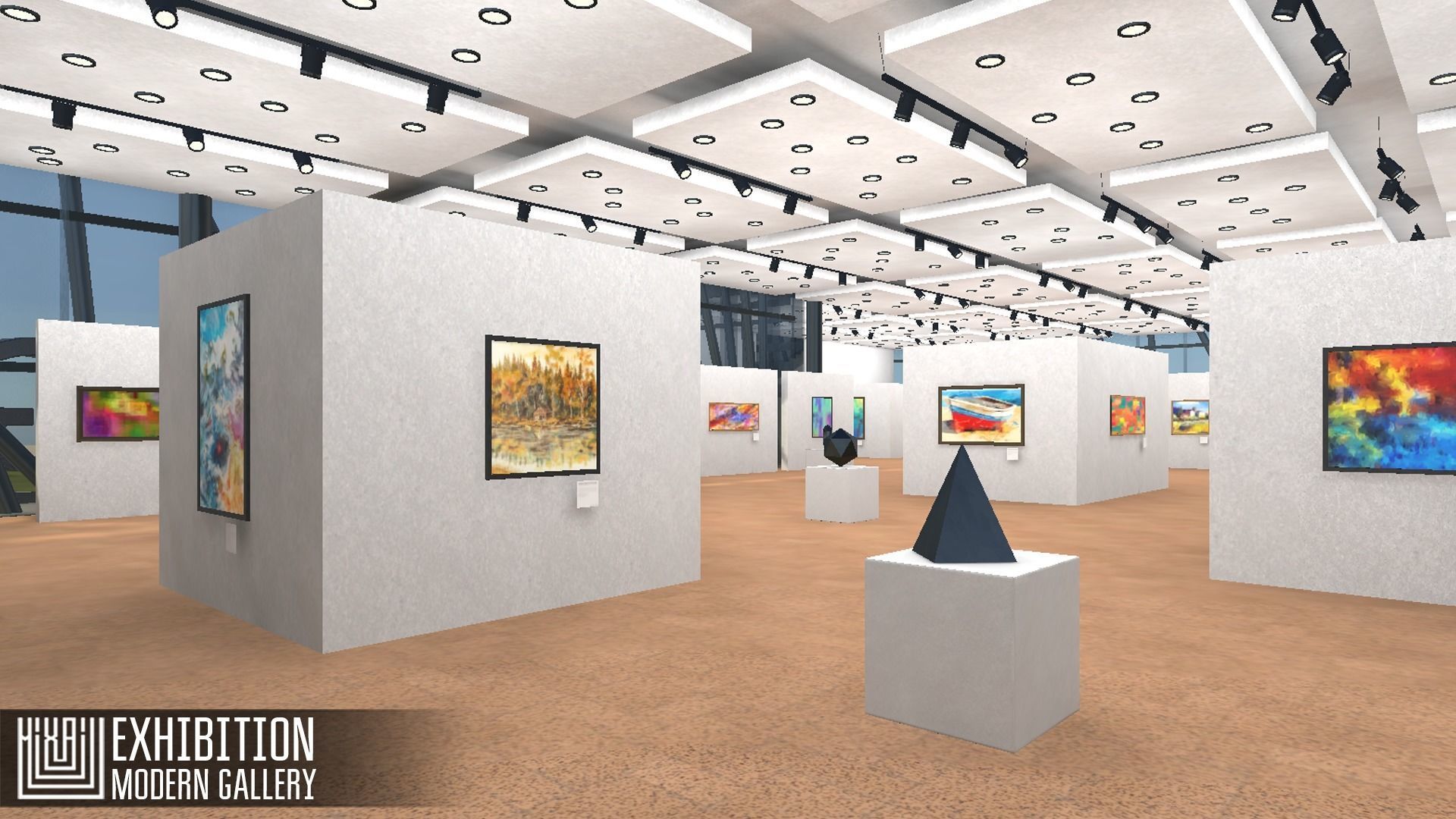 Exhibition - modern gallery Low-poly 3D model_15