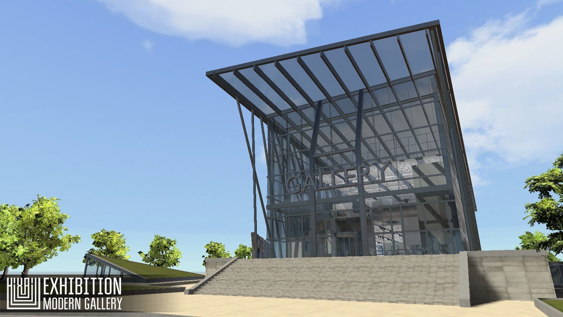 Exhibition - modern gallery Low-poly 3D model_13