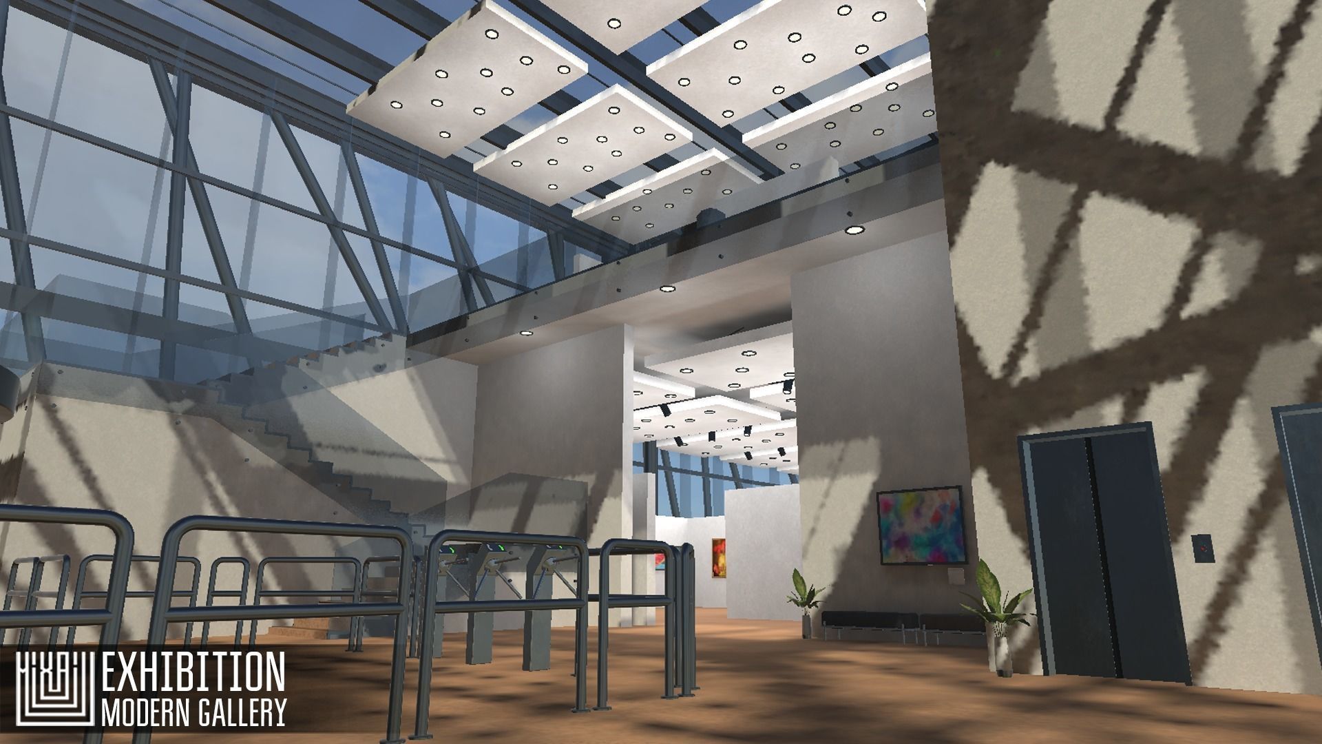 Exhibition - modern gallery Low-poly 3D model_12