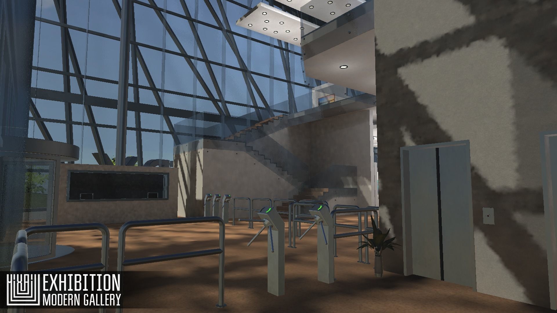Exhibition - modern gallery Low-poly 3D model_7