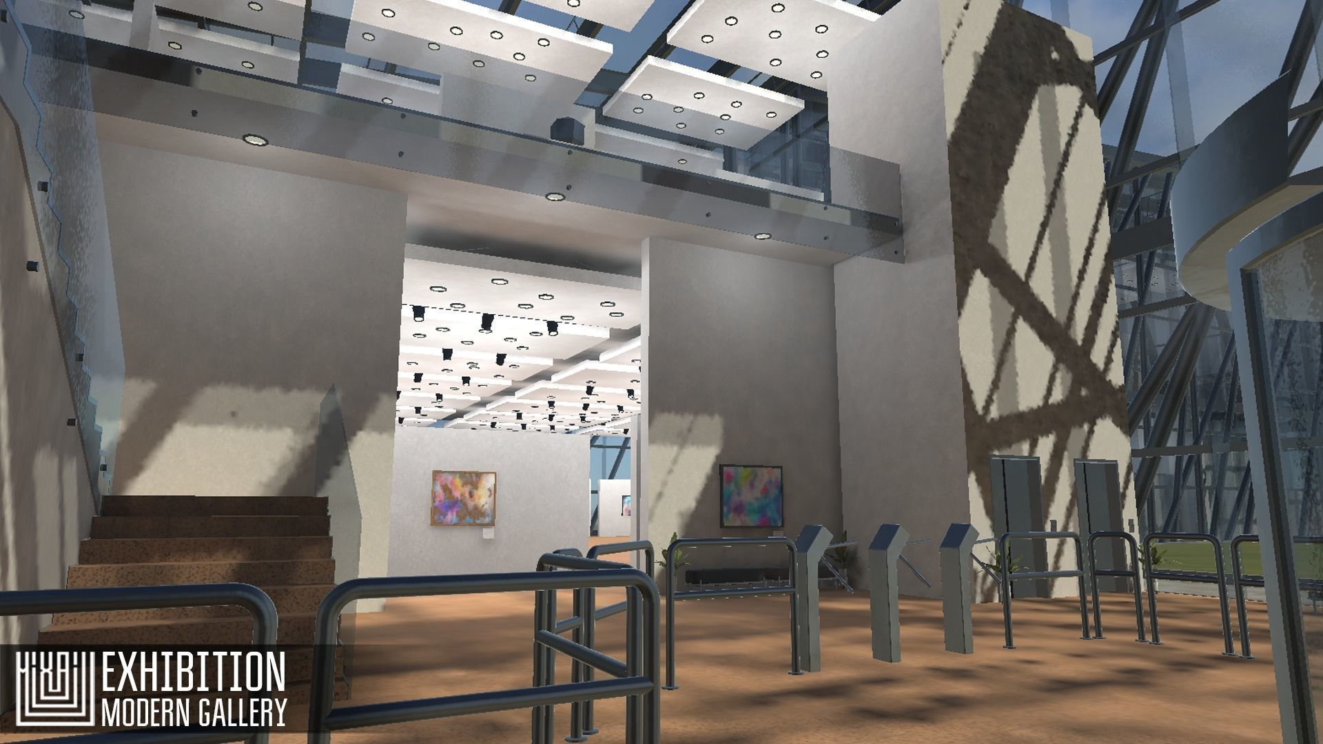 Exhibition - modern gallery Low-poly 3D model_14