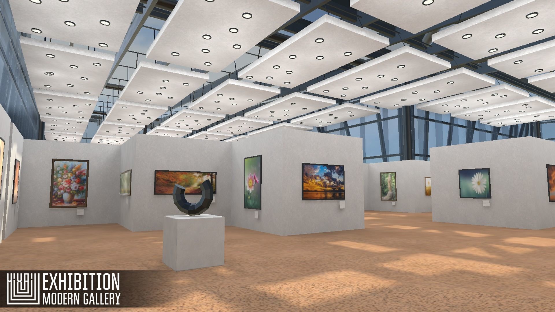 Exhibition - modern gallery Low-poly 3D model_1