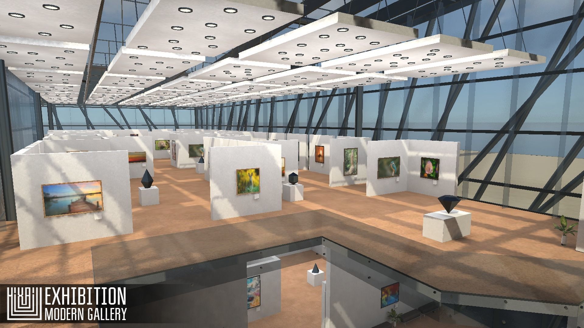 Exhibition - modern gallery Low-poly 3D model_16