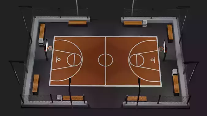 basketball court Low-poly 3D model