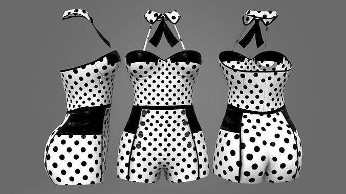 Retro Dots Swim Corset Low-poly 3D model