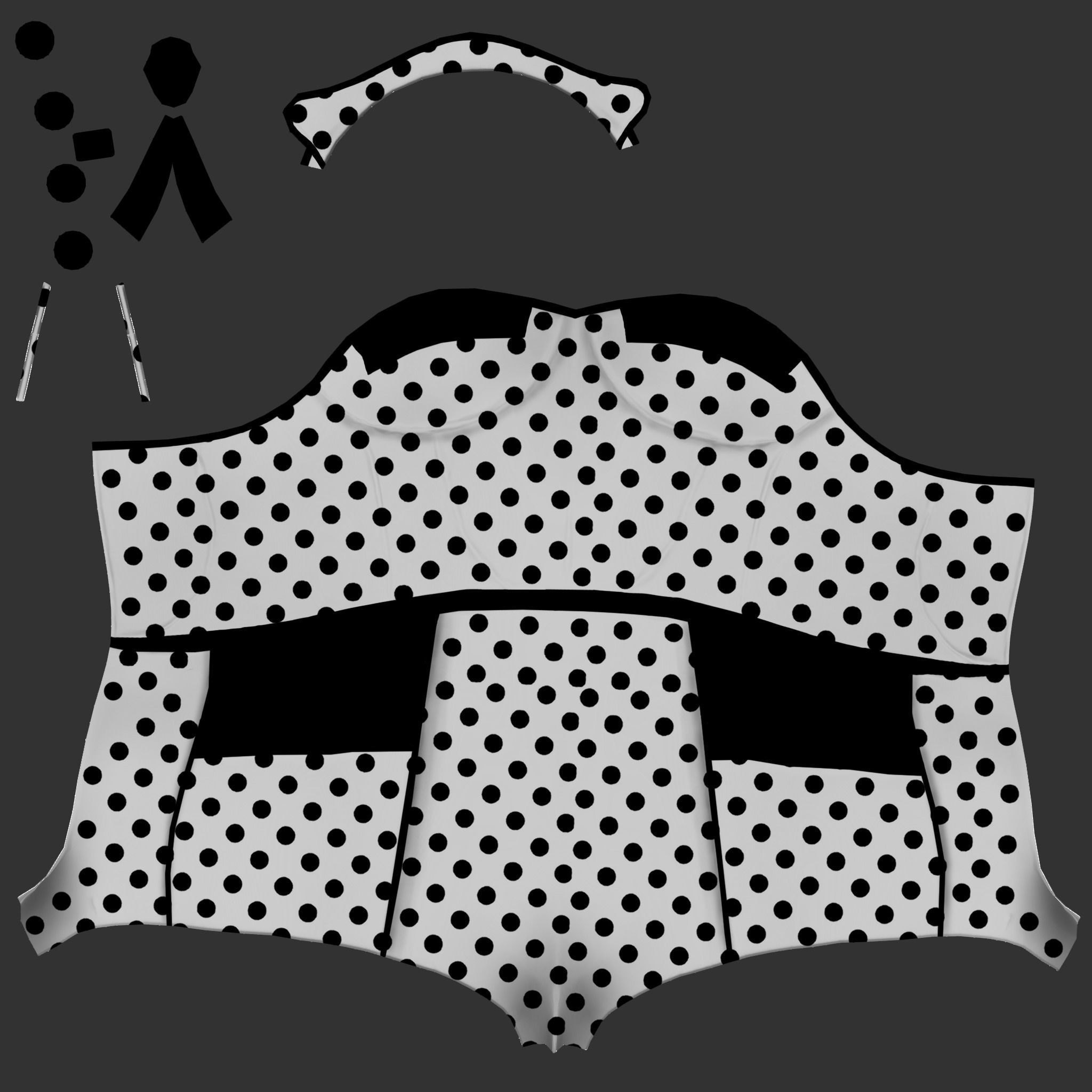 Retro Dots Swim Corset Low-poly 3D model_6