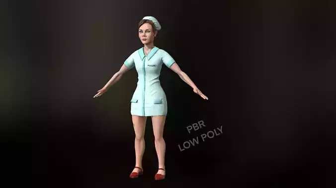 game-ready nurse Free low-poly 3D model
