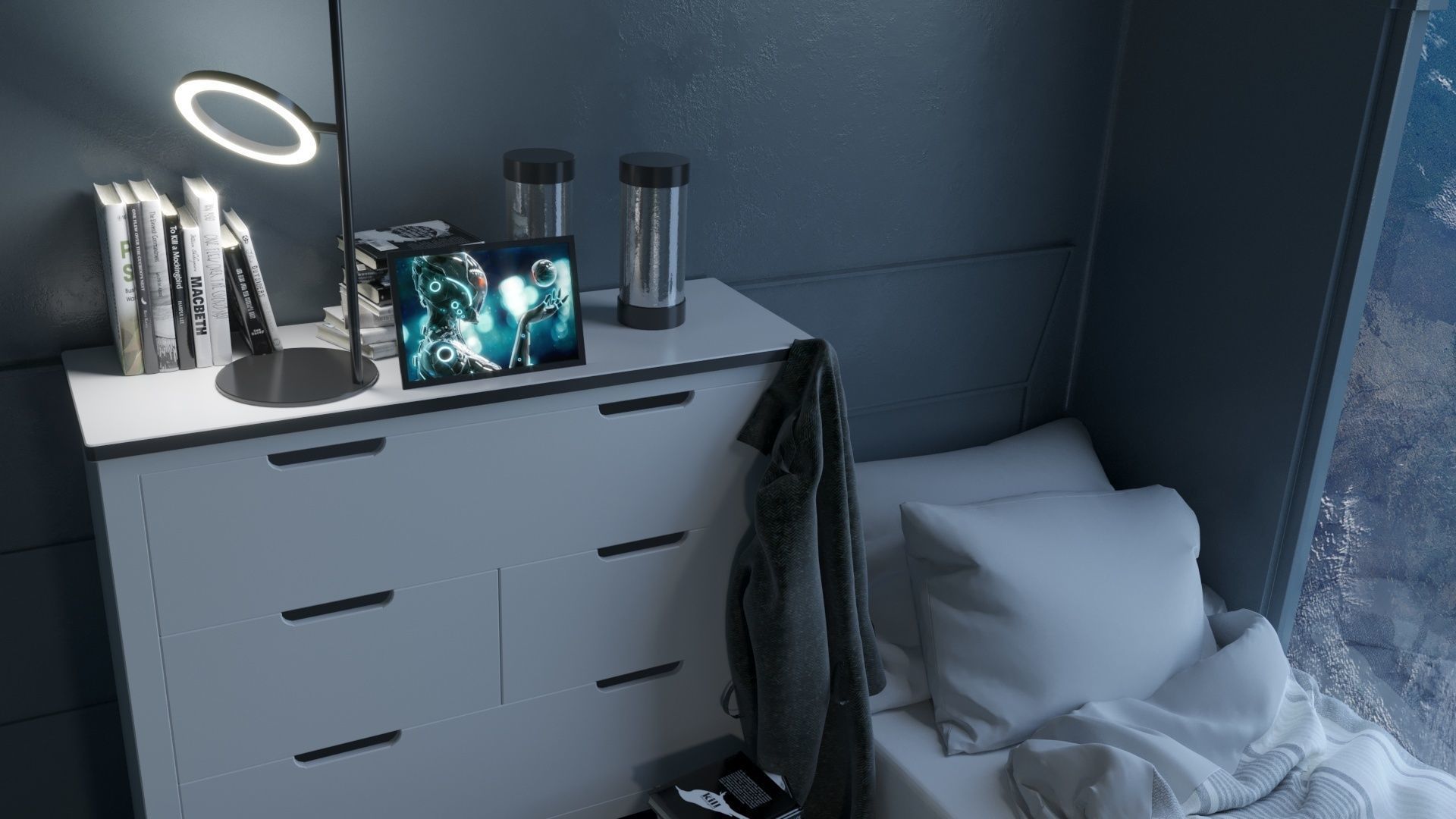 Sci-fi Interior Window to Another World 3D model_8