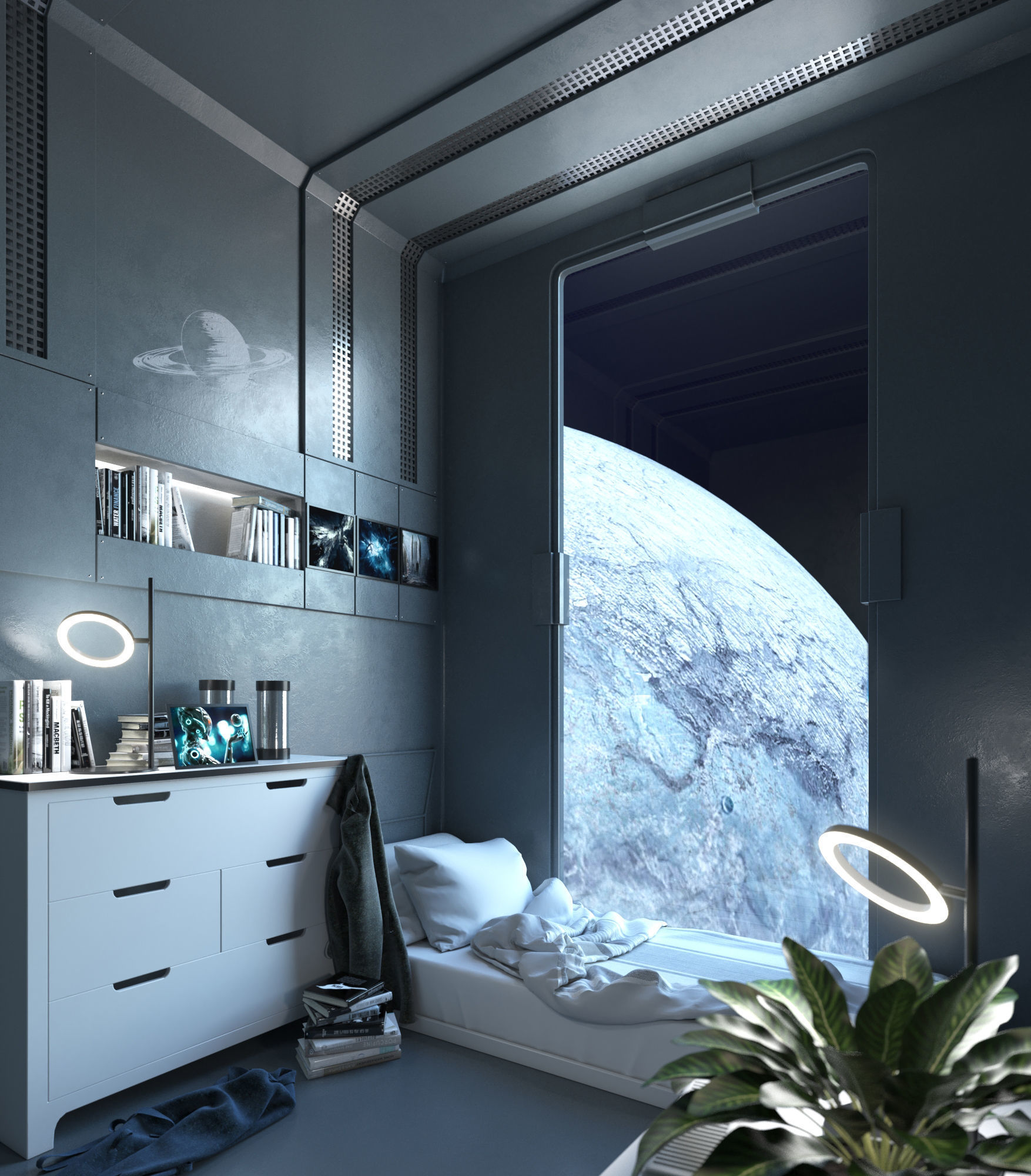 Sci-fi Interior Window to Another World 3D model_2