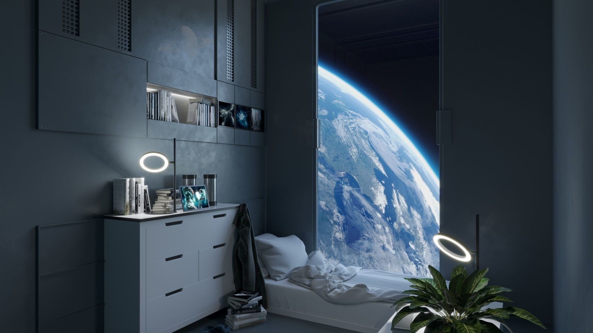Sci-fi Interior Window to Another World 3D model_5