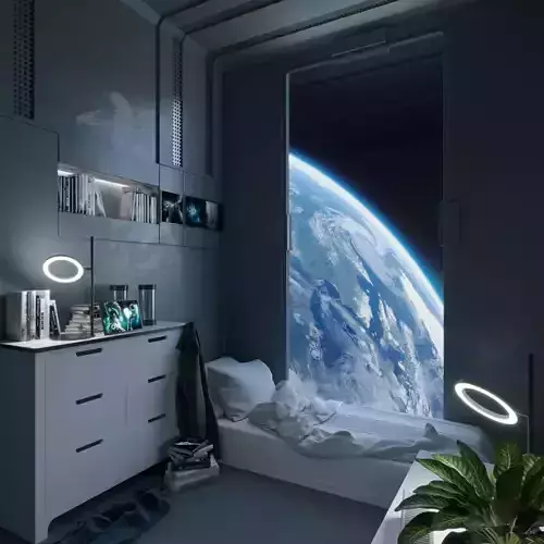 Sci-fi Interior Window to Another World 3D model