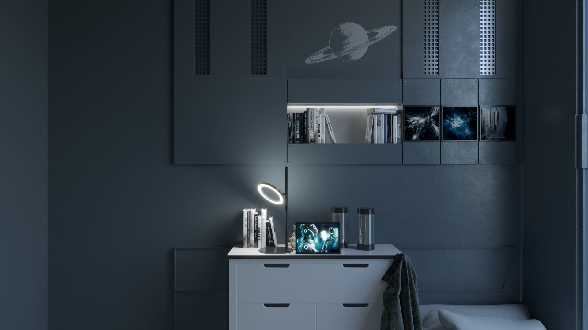 Sci-fi Interior Window to Another World 3D model_9