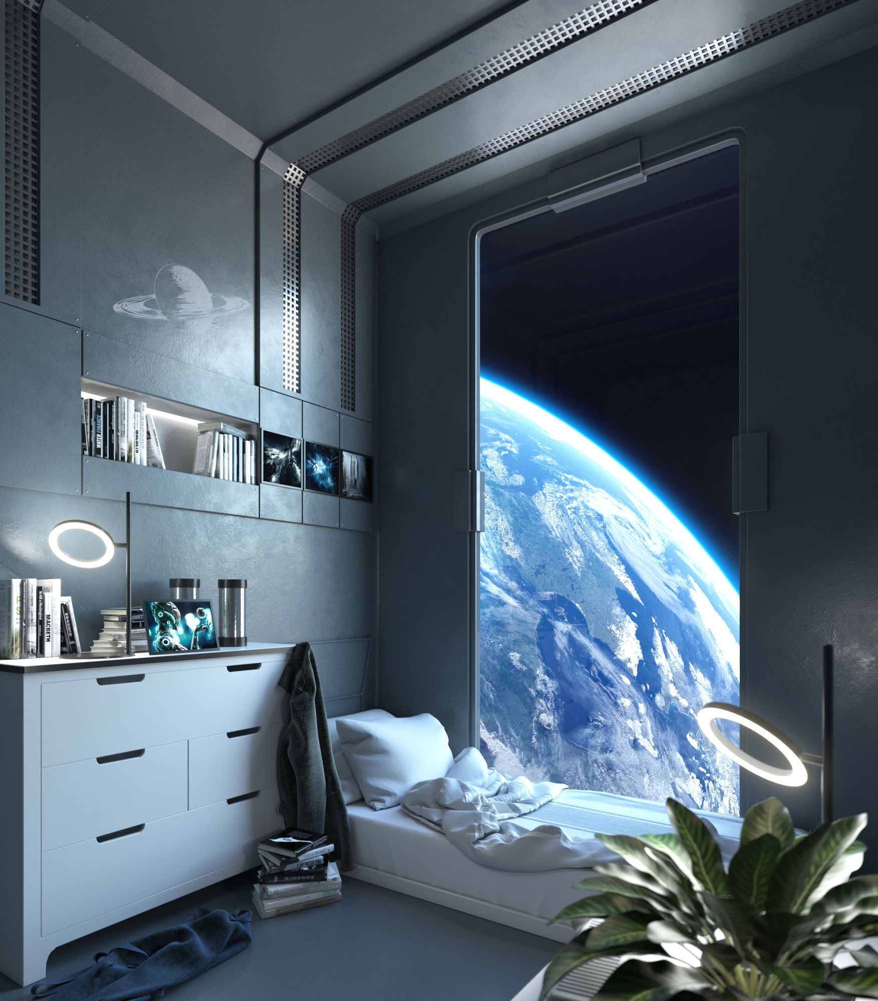 Sci-fi Interior Window to Another World 3D model_1