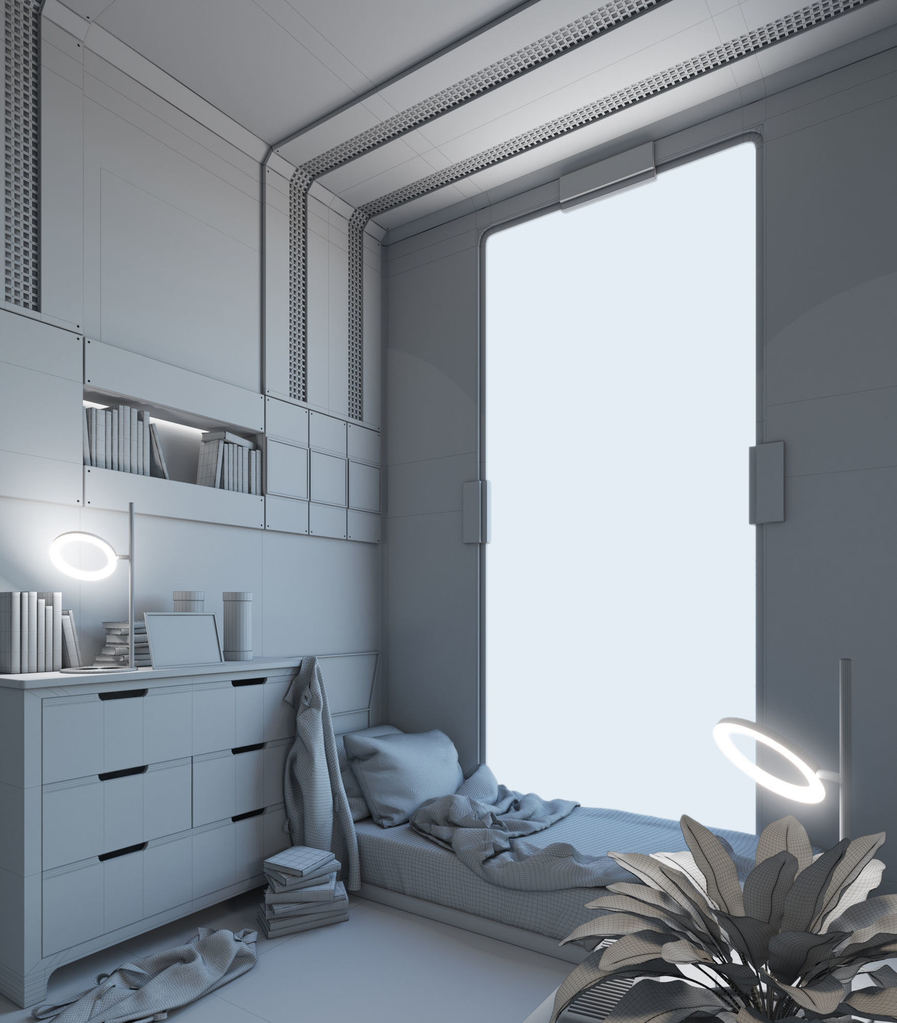 Sci-fi Interior Window to Another World 3D model_3