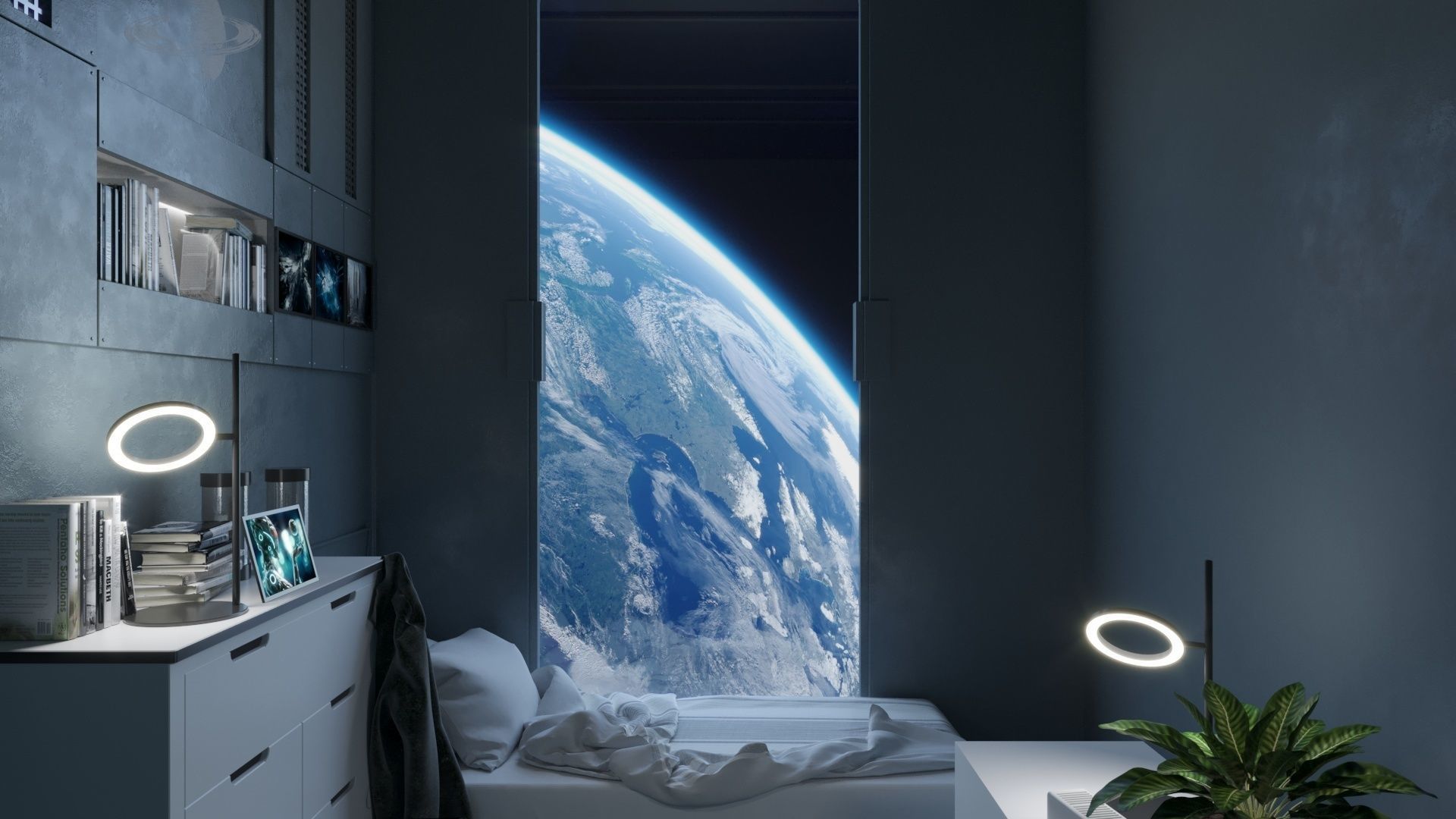 Sci-fi Interior Window to Another World 3D model_6