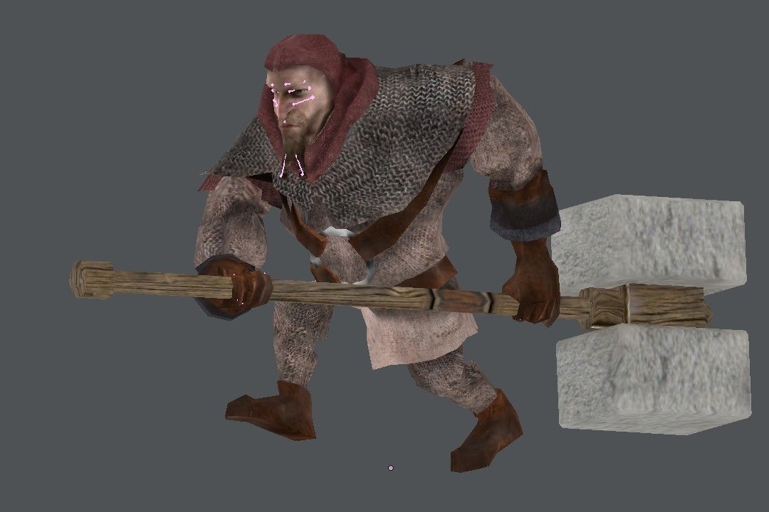 Hammerman man holding block Low-poly 3D model_3