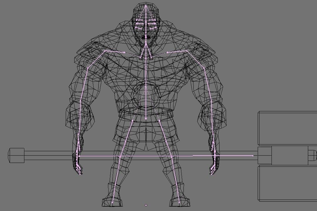 Hammerman man holding block Low-poly 3D model_13