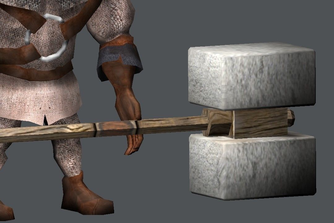 Hammerman man holding block Low-poly 3D model_11