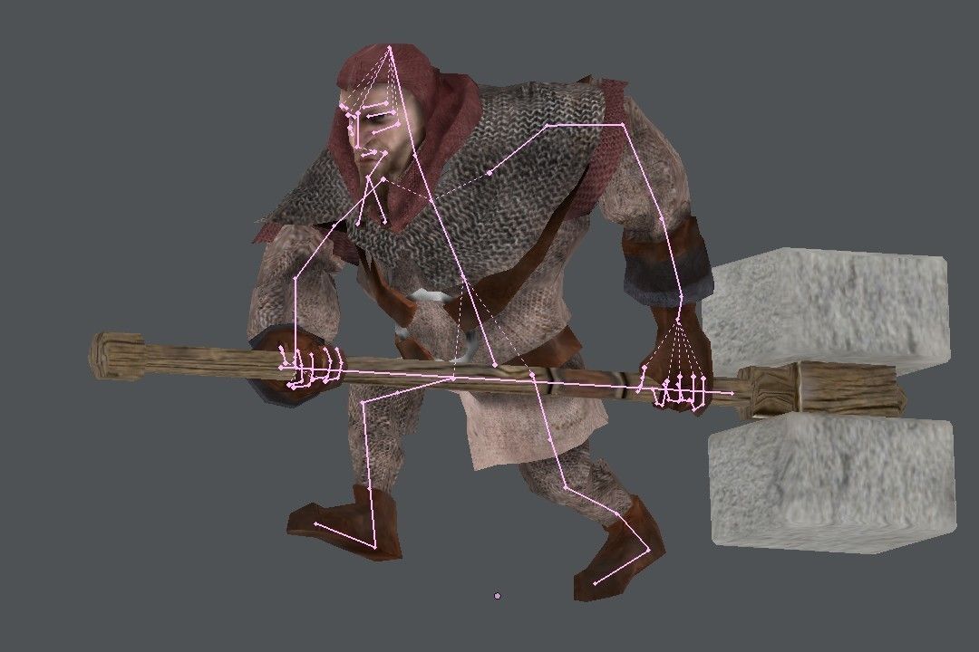 Hammerman man holding block Low-poly 3D model_6