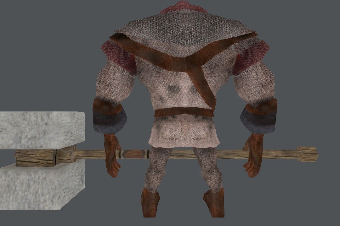 Hammerman man holding block Low-poly 3D model_2