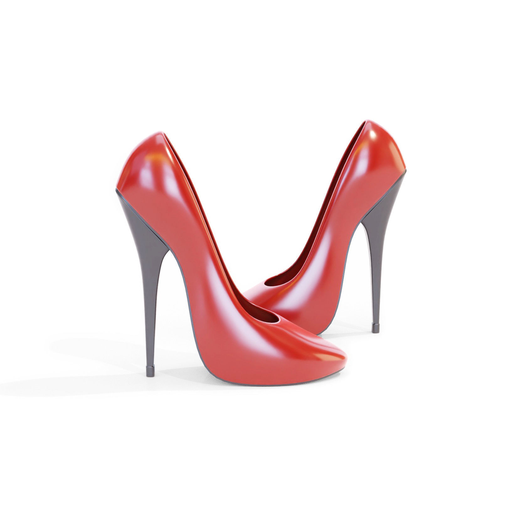 Red High Heels 3D model_2